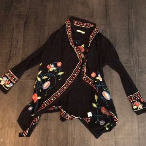 Black cardigan with flowers
